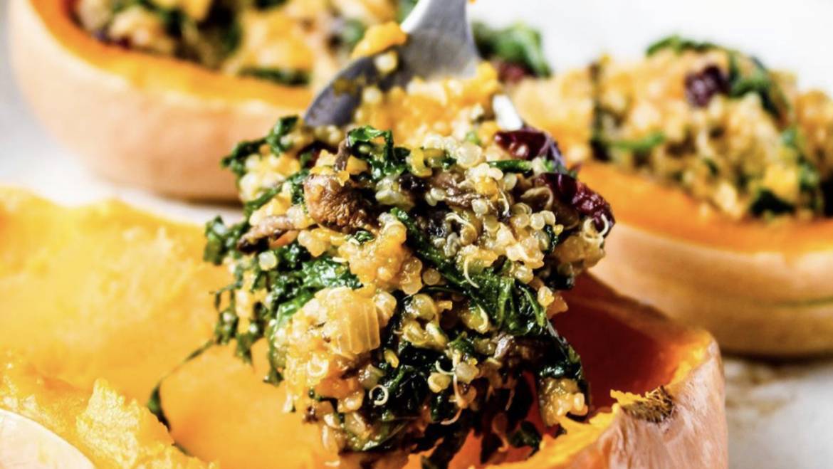 Mushroom and Kale Stuffed Squash